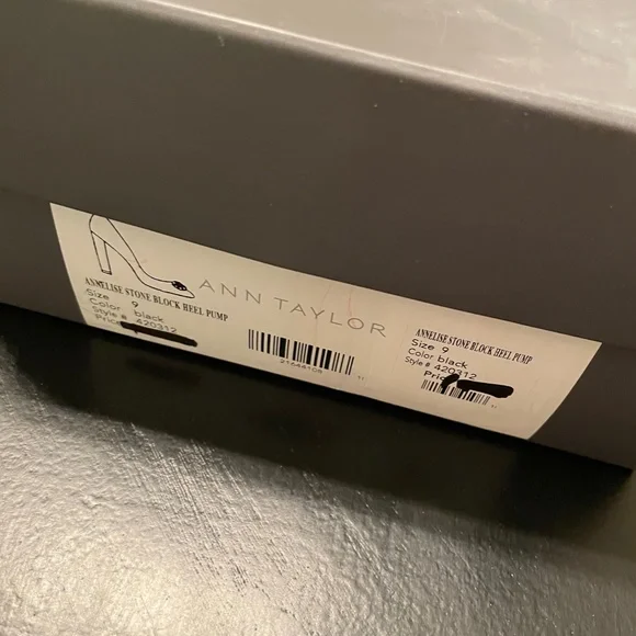 Ann Taylor Black Suede Block Heel with Crystal Detail - Size 9 - Picture 2 of 11